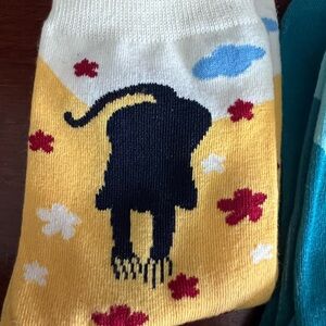 Cute Animal Print Socks - Yellow and White
